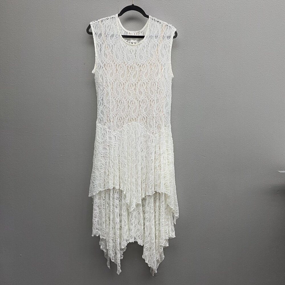 Ann N Eve Lace Dress Set Womens XL Ivory White Brown 3 Piece Boho Made U.S.A. - Picture 8 of 16